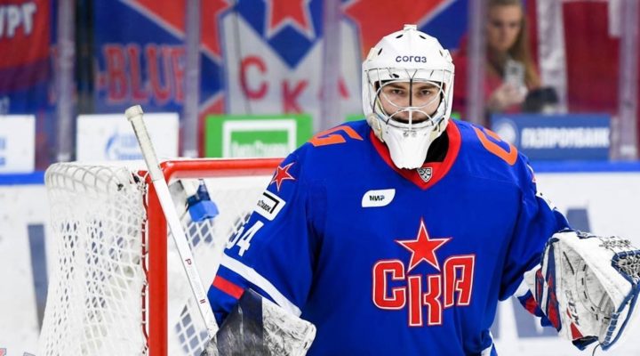 Голкипер СКА попал клюшкой по лицу Даниила Сотишвили